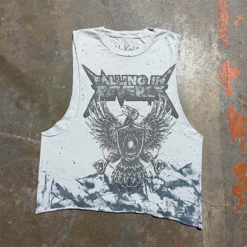 Vakate Falling In Reverse Graphic Cut Off Sleeveless Muscle Tee Tank Top Small